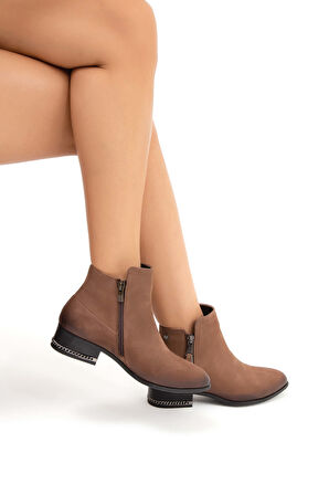 Tamer Tanca Kadın Hakiki Deri Bej Klasik Bot 322 2152701 BN BOT SK22/23 VIZON NUBUK