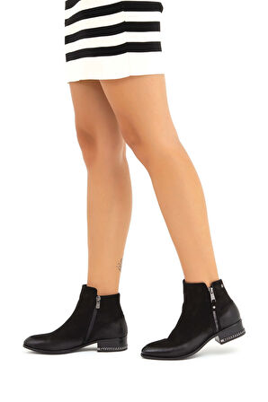 Tamer Tanca Kadın Hakiki Deri Siyah Nubuk Klasik Bot 322 2152701 BN BOT SK22/23 SIYAH NUBUK