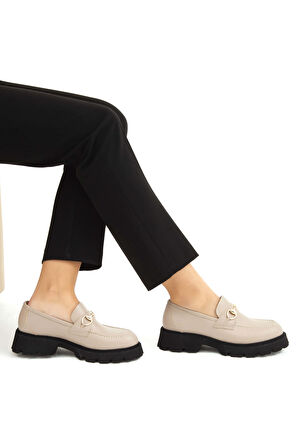 Tamer Tanca Kadın Hakiki Deri Vizon Loafer Ayakkabı 33 1000-1 BN AYK SK22/23 A.VIZON DR