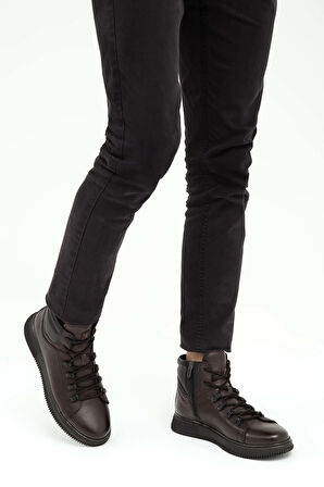 Tamer Tanca Erkek Hakiki Deri Kahverengi Casual Bot 298 1240-2297 ERK BOT SK22/23 KAHVE