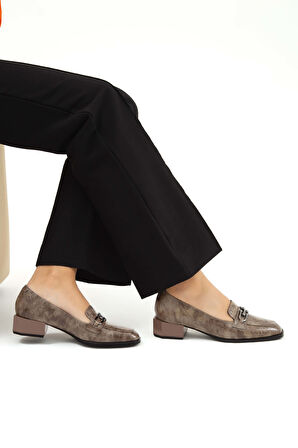 Tamer Tanca Kadın Hakiki Deri Vizon Rugan Loafer Ayakkabı 923 442 BN AYK SK22/23 VIZON KRSK RGN