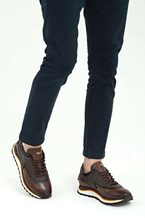 Tamer Tanca Erkek Hakiki Deri Kahverengi Sneakers & Spor Ayakkabı 383 5268 ERK AYK SK22/23 KAHVE SLVR/KHV MET