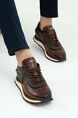Tamer Tanca Erkek Hakiki Deri Kahverengi Sneakers & Spor Ayakkabı 383 5268 ERK AYK SK22/23 KAHVE SLVR/KHV MET