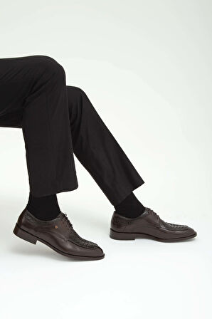 Tamer Tanca Erkek Hakiki Deri Kahverengi Klasik Ayakkabı 183 19504 ERK AYK SK22/23 KHV BFL/KHV PTN