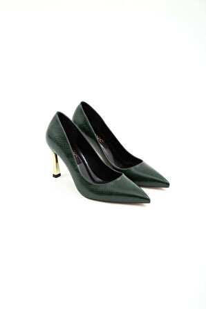 Tamer Tanca Kadın Vegan Yeşil Yılan Stiletto Ayakkabı 909 8064 BN AYK SK22/23 YESIL YILAN