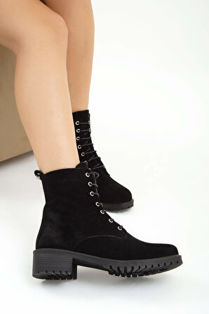 Tamer Tanca Kadın Hakiki Deri Siyah Casual Bot 33 TNC1996 BN BOT SK22/23 SIYAH YARMA