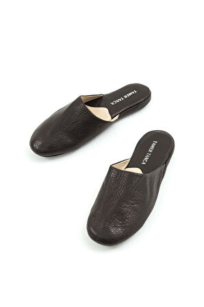 Tamer Tanca Erkek Hakiki Deri Siyah Ev Terliği Terlik 577 770-01 ERK TERLIK SK22/23 SIYAH