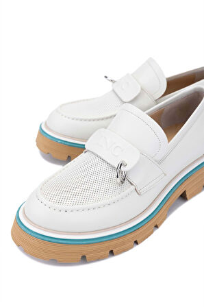 Tamer Tanca Kadın Hakiki Deri Bej Loafer Ayakkabı 33 1025 BN AYK Y23 BEJ DR