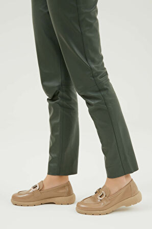 Tamer Tanca Kadın Hakiki Deri Vizon Rugan Loafer Ayakkabı 33 8891-1 BN AYK Y23 VIZON KRSK RGN