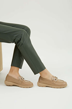 Tamer Tanca Kadın Hakiki Deri Vizon Rugan Loafer Ayakkabı 33 8891-1 BN AYK Y23 VIZON KRSK RGN