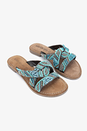 Valmenti Perla Kadın Deniz Mavisi Deri Terlik 461 75337 BN TRLK Y23