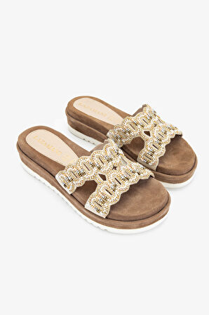 Valmenti Carina Kadın Bej Deri Terlik 461 75801 BN TRLK Y23