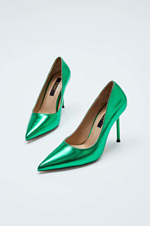 Tamer Tanca Kadın Vegan Yeşil Stiletto Ayakkabı 908 5095 BN AYK Y23 YESIL