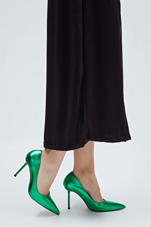 Tamer Tanca Kadın Vegan Yeşil Stiletto Ayakkabı 908 5095 BN AYK Y23 YESIL