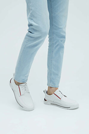 Tamer Tanca Erkek Hakiki Deri Kırık Beyaz Sneakers & Spor Ayakkabı 381 17459 ERK AYK Y23 K.BEYAZ