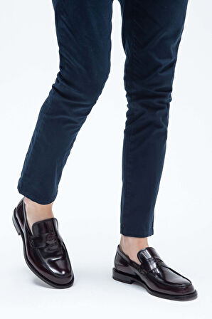 Tamer Tanca Erkek Hakiki Deri Bordo Makosen Ayakkabı 183 11611 ERK AYK Y23 BORDO ACMA