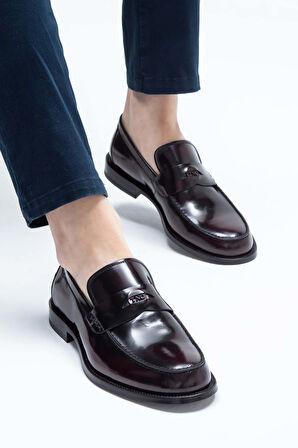 Tamer Tanca Erkek Hakiki Deri Bordo Makosen Ayakkabı 183 11611 ERK AYK Y23 BORDO ACMA