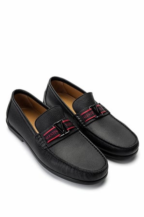 VALENTINO Erkek Hakiki Deri Siyah Loafer Ayakkabı 667 2088 ERK AYK Y23 BLACK