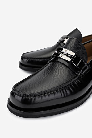 VALENTINO Erkek Hakiki Deri Siyah Loafer Ayakkabı 667 2114 ERK AYK Y23 BLACK
