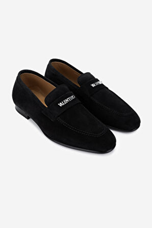 VALENTINO Erkek Hakiki Deri Siyah Loafer Ayakkabı 667 20171 ERK AYK Y23 BLACK SUEDE