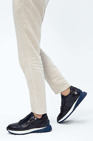 Tamer Tanca Erkek Hakiki Deri Lacivert Sneakers & Spor Ayakkabı 383 5454 ERK AYK Y23 LACI DR/LACI