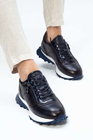 Tamer Tanca Erkek Hakiki Deri Lacivert Sneakers & Spor Ayakkabı 383 5454 ERK AYK Y23 LACI DR/LACI