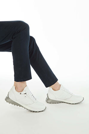 Tamer Tanca Erkek Hakiki Deri Beyaz Sneakers & Spor Ayakkabı 383 5454 ERK AYK Y23 BEYAZ DR/BEYAZ