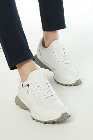 Tamer Tanca Erkek Hakiki Deri Beyaz Sneakers & Spor Ayakkabı 383 5454 ERK AYK Y23 BEYAZ DR/BEYAZ