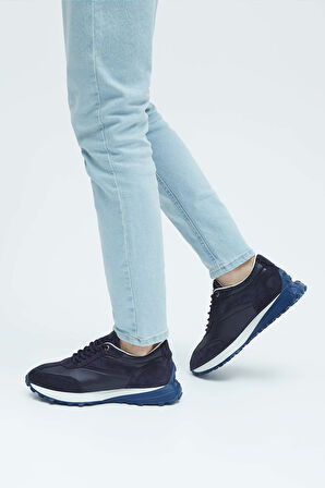 Tamer Tanca Erkek Hakiki Deri Lacivert Sneakers & Spor Ayakkabı 383 5471 ERK AYK Y23 LACIVERT
