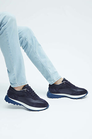 Tamer Tanca Erkek Hakiki Deri Lacivert Sneakers & Spor Ayakkabı 383 5471 ERK AYK Y23 LACIVERT
