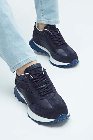 Tamer Tanca Erkek Hakiki Deri Lacivert Sneakers & Spor Ayakkabı 383 5471 ERK AYK Y23 LACIVERT