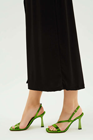 Tamer Tanca Kadın Vegan Yeşil Topuklu Sandalet 828 8197 BN SNDLT Y23 YESIL MTLK