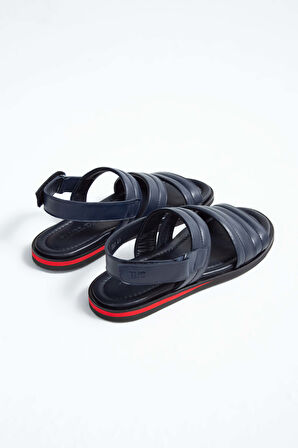 Tamer Tanca Erkek Hakiki Deri Lacivert Düz Sandalet 537 583 ERK SNDLT Y23 LACIVERT