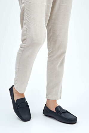 Tamer Tanca Erkek Hakiki Deri Lacivert Loafer Ayakkabı 355 14002 ERK AYK Y23 LACI FLOTER