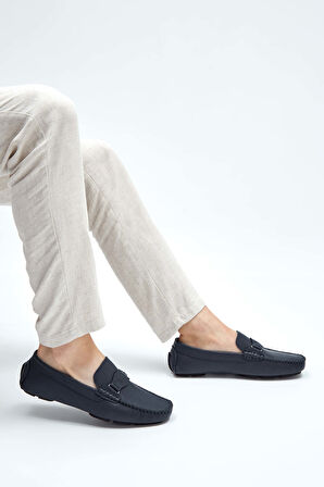 Tamer Tanca Erkek Hakiki Deri Lacivert Loafer Ayakkabı 355 14002 ERK AYK Y23 LACI FLOTER