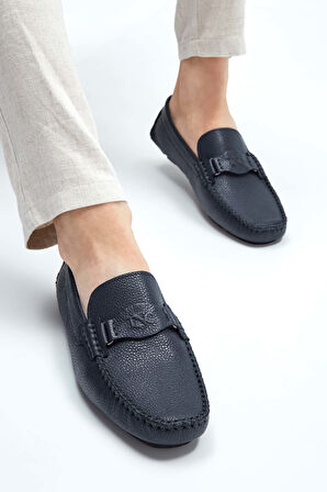 Tamer Tanca Erkek Hakiki Deri Lacivert Loafer Ayakkabı 355 14002 ERK AYK Y23 LACI FLOTER