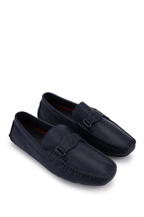Tamer Tanca Erkek Hakiki Deri Lacivert Loafer Ayakkabı 355 14002 ERK AYK Y23 LACI FLOTER