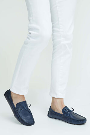 Tamer Tanca Erkek Hakiki Deri Lacivert Loafer Ayakkabı 355 14021 ERK AYK Y23 LACI ASF