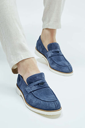 Tamer Tanca Erkek Hakiki Deri Lacivert Süet Loafer Ayakkabı 537 3190 ERK AYK Y23 LACI SUET