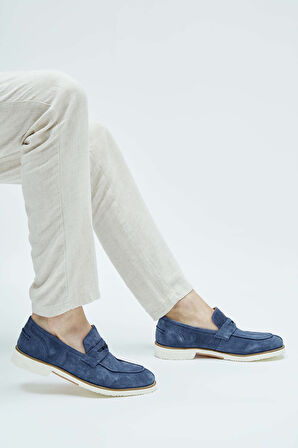 Tamer Tanca Erkek Hakiki Deri Lacivert Süet Loafer Ayakkabı 537 3190 ERK AYK Y23 LACI SUET