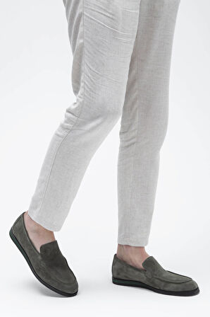 Tamer Tanca Erkek Hakiki Deri Yeşil Loafer Ayakkabı 537 3178 ERK AYK Y23 YESIL SUET