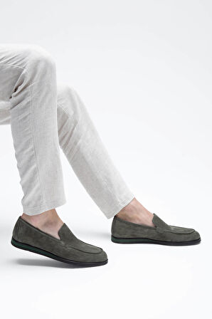 Tamer Tanca Erkek Hakiki Deri Yeşil Loafer Ayakkabı 537 3178 ERK AYK Y23 YESIL SUET