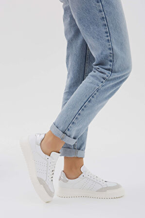 Tamer Tanca Kadın Hakiki Deri Beyaz Sneakers & Spor Ayakkabı 957 35122 BN AYK Y23 BEYAZ KMBN