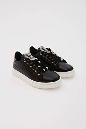 Tamer Tanca Kadın Vegan Siyah Sneakers & Spor Ayakkabı 817 M1991-5 BN AYK Y23 SIYAH CILT