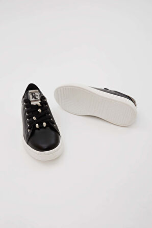 Tamer Tanca Kadın Vegan Siyah Sneakers & Spor Ayakkabı 817 M1991-5 BN AYK Y23 SIYAH CILT