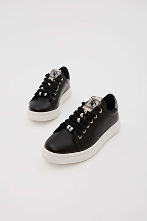 Tamer Tanca Kadın Vegan Siyah Sneakers & Spor Ayakkabı 817 M1991-5 BN AYK Y23 SIYAH CILT