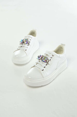Tamer Tanca Kadın Vegan Beyaz Sneakers & Spor Ayakkabı 817 DT1996 BN AYK Y23 BEYAZ YILAN