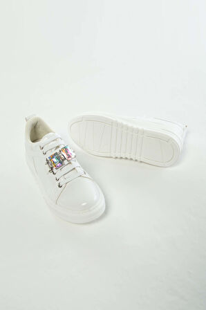 Tamer Tanca Kadın Vegan Beyaz Sneakers & Spor Ayakkabı 817 DT1996 BN AYK Y23 BEYAZ YILAN