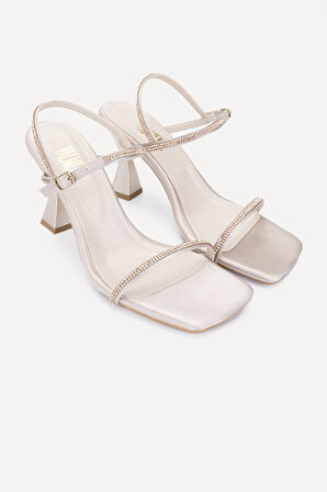 Valmenti Marissa Kadın Vizon Saten Vegan Topuklu Sandalet 292 6009 BN SNDLT Y23