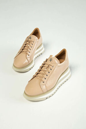 Tamer Tanca Kadın Hakiki Deri Bej Sneakers & Spor Ayakkabı 935 1820-6 BN AYK Y23 BEJ RGN